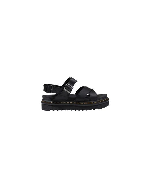 Dr. Martens Black Leather Flat Sandals