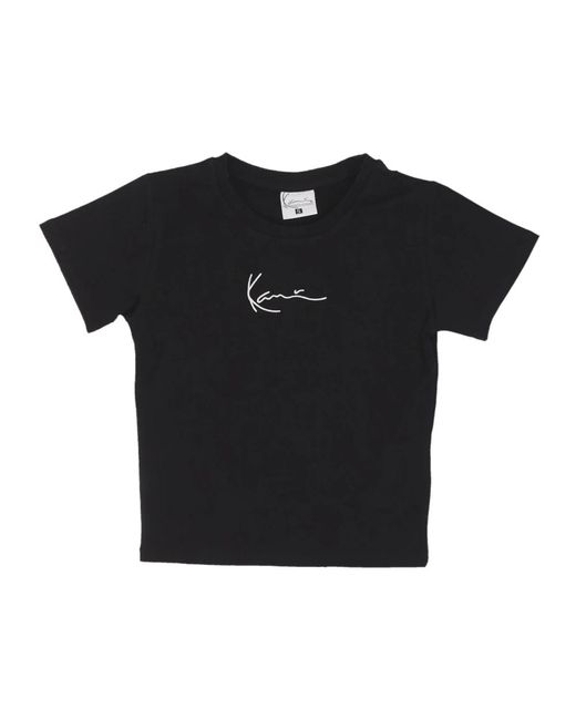 Karlkani Black Schwarzes Kurzarm Crop Tee