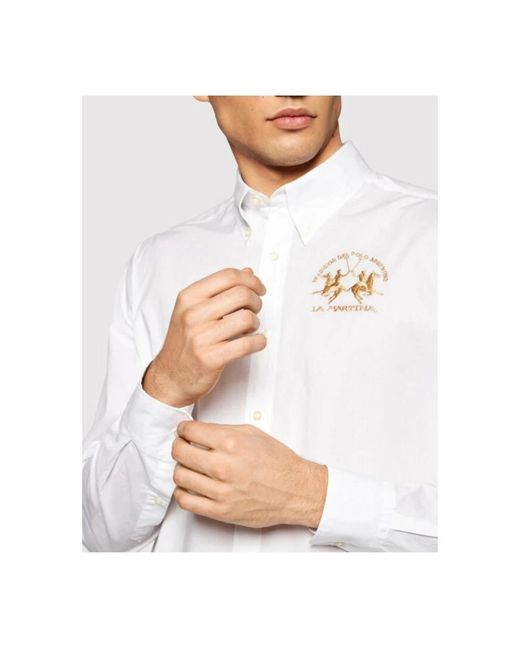 La Martina Besticktes logo hemd - weiß in White für Herren