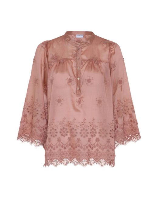 iN FRONT Overhemden ,Roze ,Katoen Roze Blouse Met Kant Details in het Pink