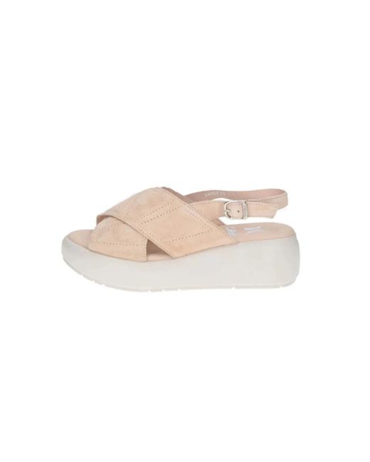 Callaghan Schoenen ,Roze ,Suède Suede Wedge Sandal in het Natural