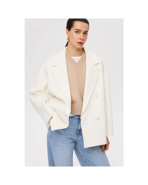 ESTRO White Double-Breasted Coats