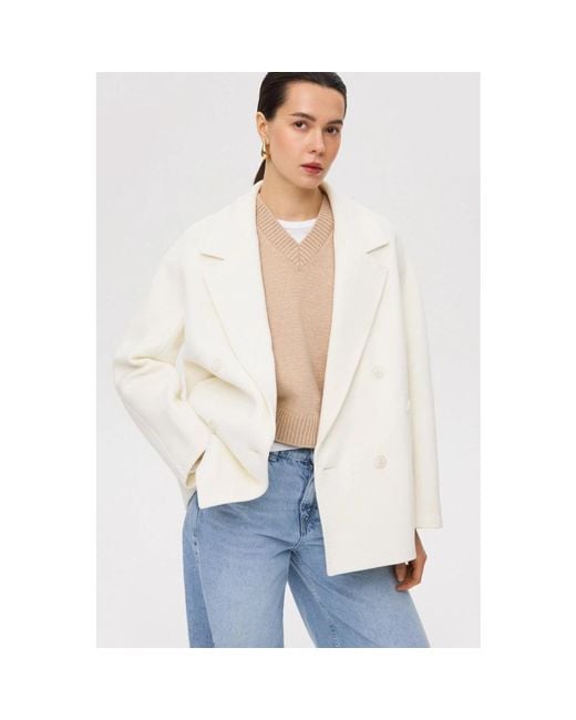 ESTRO White Double-Breasted Coats