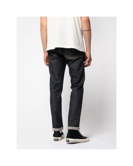Nudie Jeans Black Straight Jeans for men