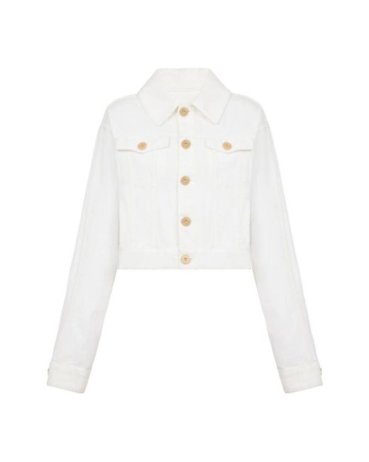 Balmain White Kurze jacke mit knöpfen