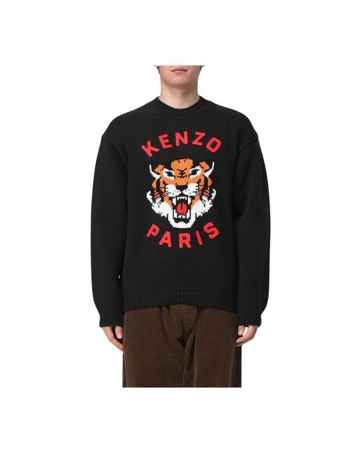 KENZO Tiger Head Sweater in het Black voor heren