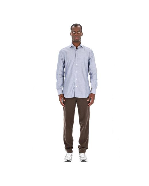 Barba Napoli Blue Formal Shirts for men