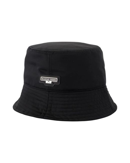 MARINE SERRE Black Satin Bucket Hat