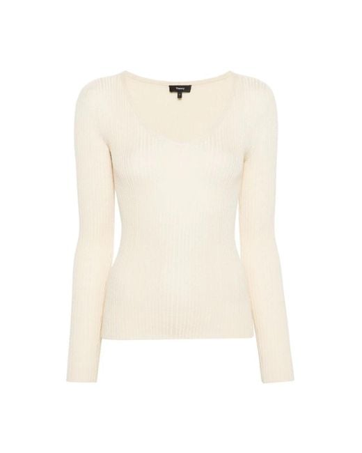 Theory V-Neck Knitwear in het White