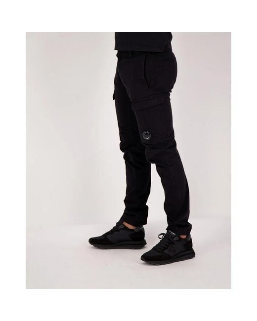 C P Company Black Straight Trousers for men