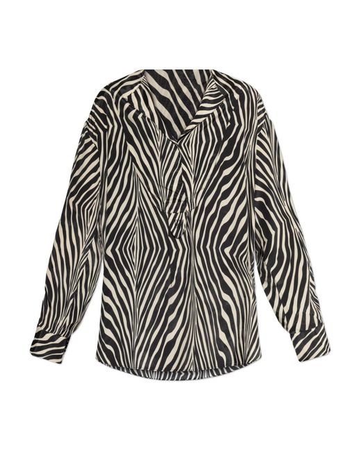 By Malene Birger Black Shirt mit tiermuster