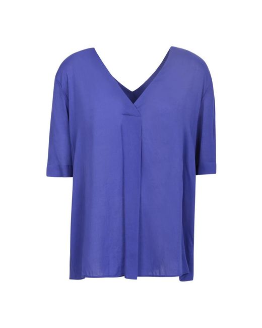 Xacus Overhemden ,Blauw ,V-Hals Blouse in het Blue