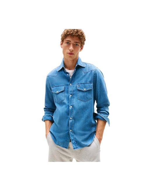 Tommy Hilfiger Blue Denim Shirts for men