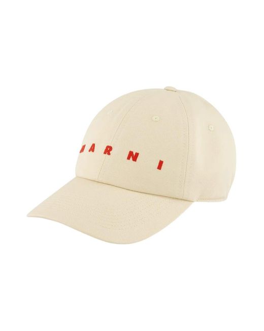Marni Accessoires ,Katoen Cotton Logo Baseball Cap in het Natural voor heren