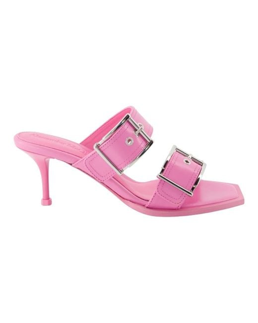 Alexander McQueen Pink Heeled Mules
