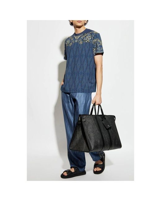 Etro Baumwoll-t-shirt mit dekorativem druck in Blue für Herren