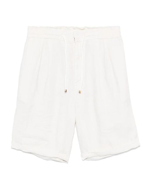 Brunello Cucinelli Linnen Trekkoord Shorts in het White voor heren