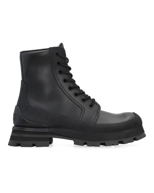 McQueen Black Lace-Up Boots for men