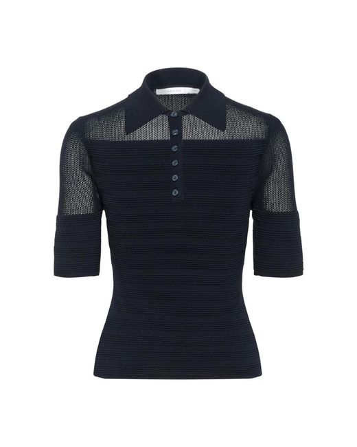 Gestuz Zwarte Top Met Korte Mouwen in het Blue