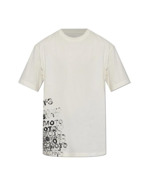 Y-3 Tops ,Katoen Gfx Short Sleeve Tee in het White