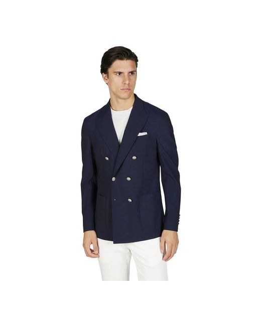 Eleventy Jassen ,Blauw ,Wol Double Breasted Jacket in het Blue voor heren