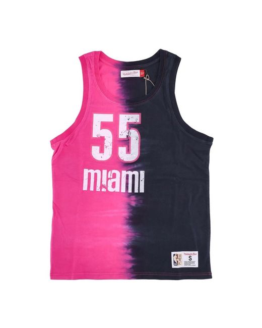 Mitchell & Ness Fitness ,Veelkleurig ,Katoen Miami Heat Tie Dye Tank Top in het Pink voor heren