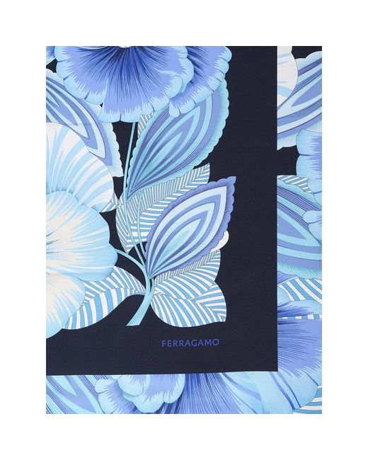 Ferragamo Blue Silky Scarves