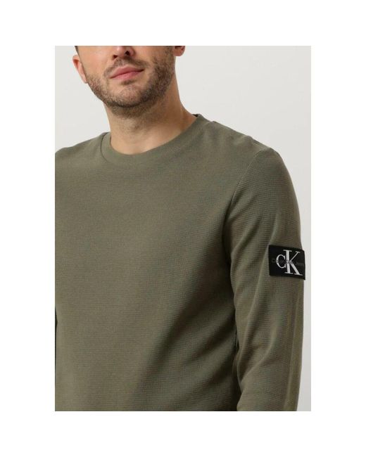 Calvin Klein Badge Waffle Ls Tee in Green für Herren