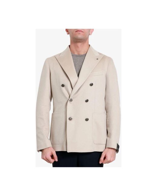 Tagliatore R woll-blend blazer mit doppelreihiger knopfleiste in Natural für Herren
