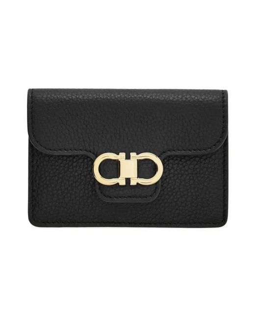 Ferragamo Accessoires ,Zwart ,Leer Portafoglio Portemonnee in het Black
