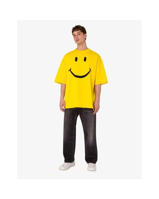 Moschino Cotton Jersey T-Shirt Smiley in het Yellow