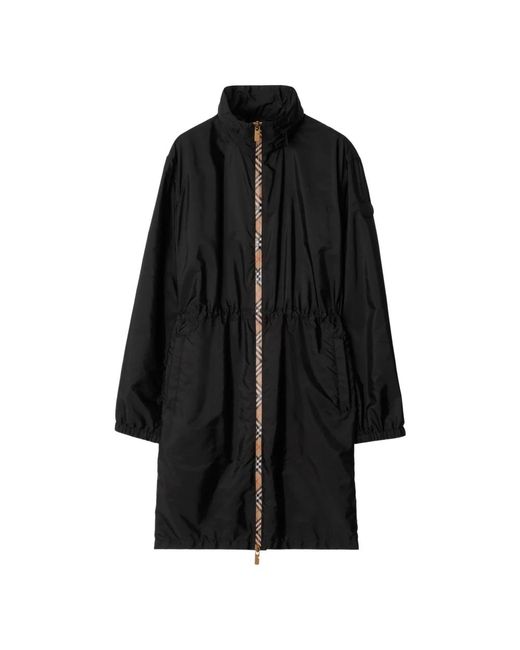 Burberry Black Vintage Check-Trim Parka Coat