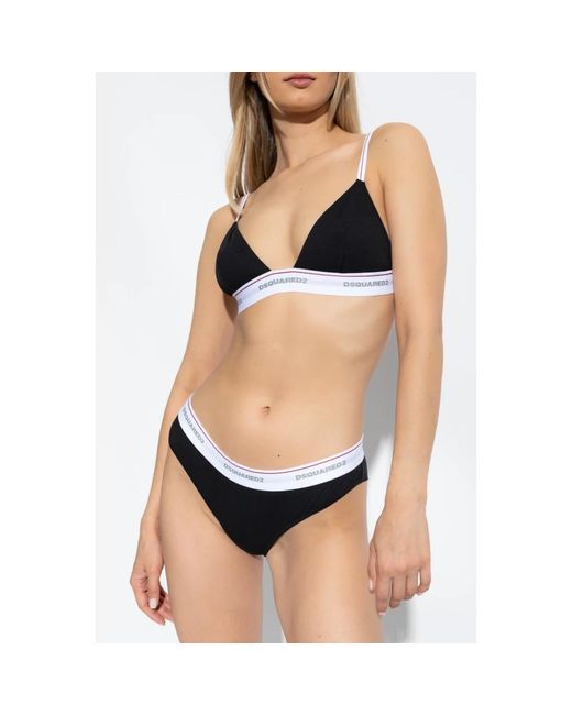DSquared² Ondergoed ,Zwart ,Katoen Slips Met Logo in het Black