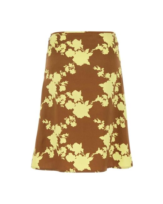 Versace Wild Roses Silk Crepe Satin Rok in het Metallic