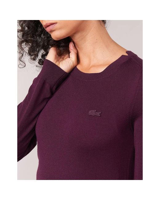 Lacoste Purple Round-Neck Knitwear