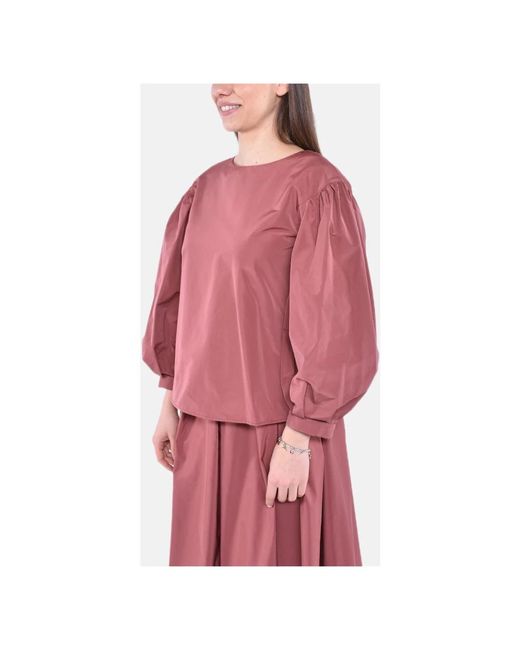 Weekend by Maxmara Red Bluse Mit Puffärmeln Aus Baumwollmischung