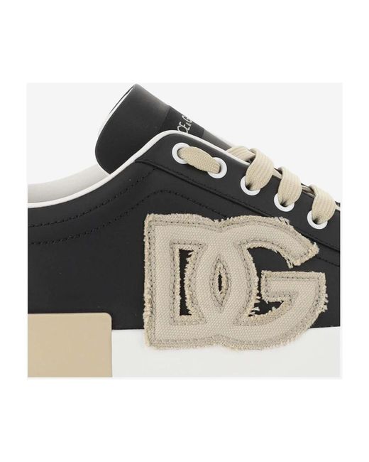 Dolce & Gabbana Portofino vintage sneakers mit dg logo patch in Black für Herren