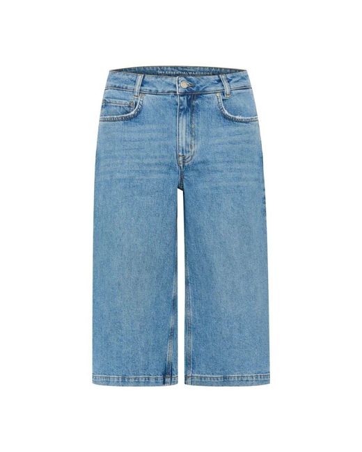 My Essential Wardrobe Blue High X-Wide Denim Shorts Blau Waschen
