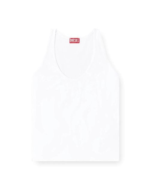 DIESEL White Sleeveless Tops