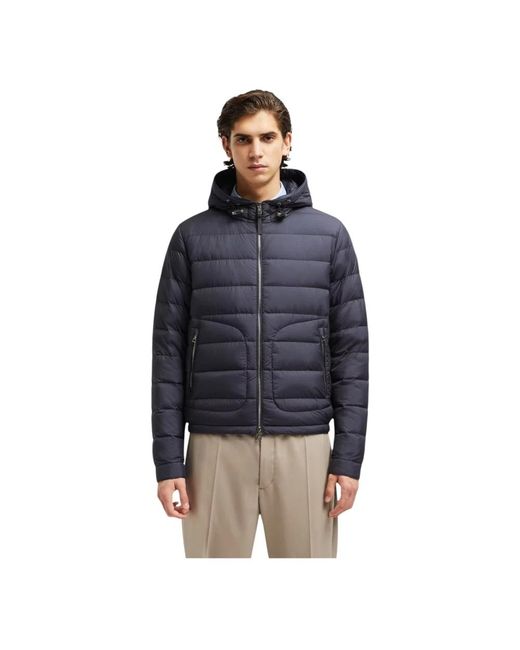 Moncler Jassen ,Blauw ,Polyester Sestriere Hooded Short Down Jacket in het Blue voor heren