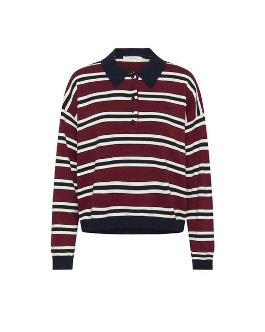 Gestuz Blue Gestreifter Polo Pullover