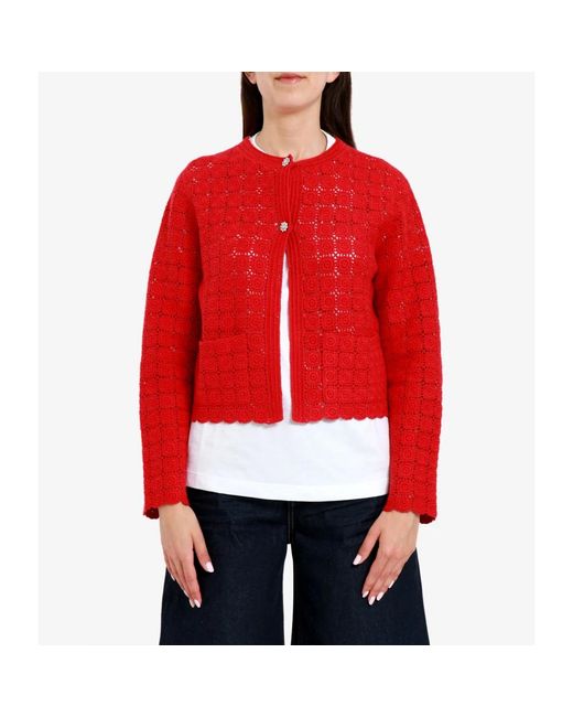 Semicouture Truien & Vesten ,Rood ,Katoen Granaatappel Gehaakte Vest in het Red