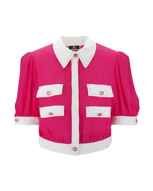 Elisabetta Franchi Pink Kurzarm-knopfhemd