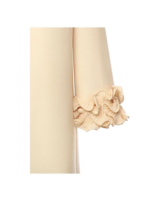 Valentino Garavani Natural Gerüschtes Georgette Kleid Mit Reißverschluss