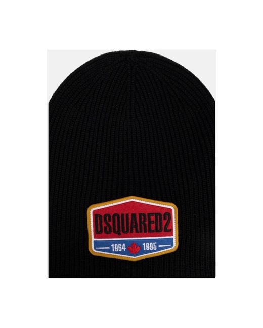 DSquared² Schwarze baumwollmütze - tag patch in Black für Herren