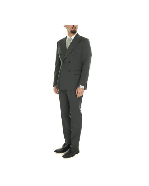 Paoloni Black Double Breasted Suits for men