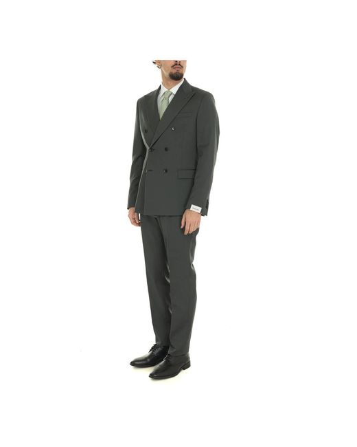 Paoloni Wollmischung Doppelreihiger Anzug Set in Black für Herren