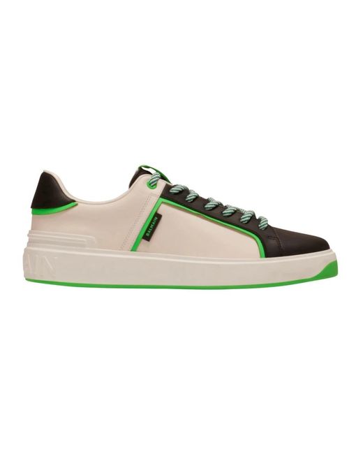 Balmain Leder-sneaker in Green für Herren