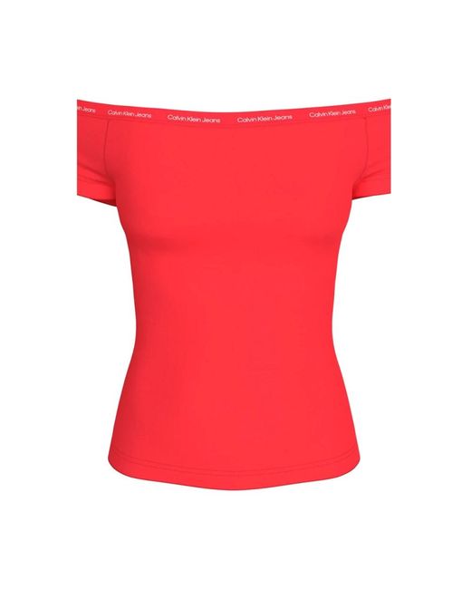 Calvin Klein Red Top - zusammensetzung: 95% baumwolle, 5% elasthan