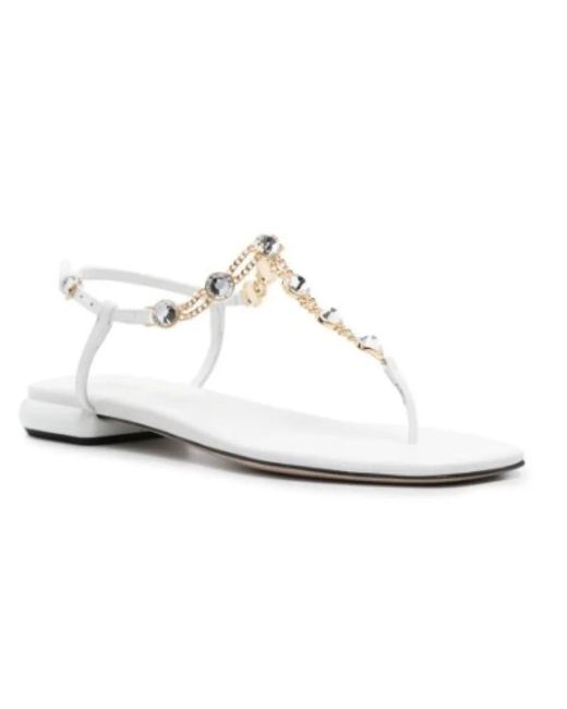 Miu Miu White Flat Sandals
